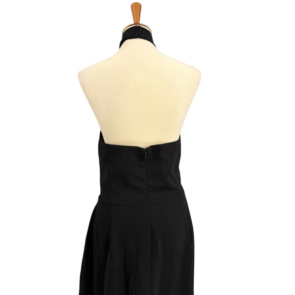 Amanda Uprichard Black Halter Gown Maxi Formal Cocktail Dress Slit Size  Large